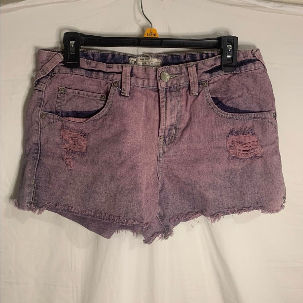 Free People Purple Distressed Jean Shorts